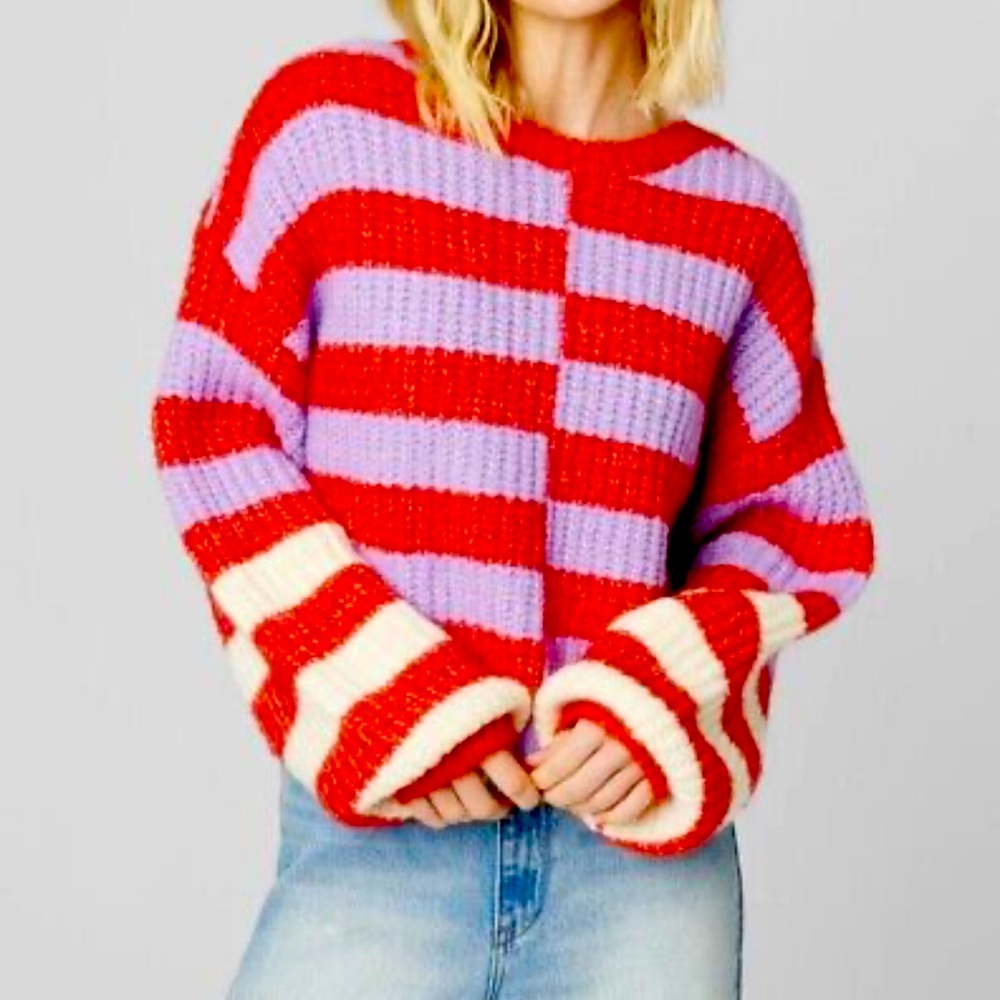 BLANK NYC GOOD MOOD STRIPED SWEATER LARGE - Picture 1 of 8